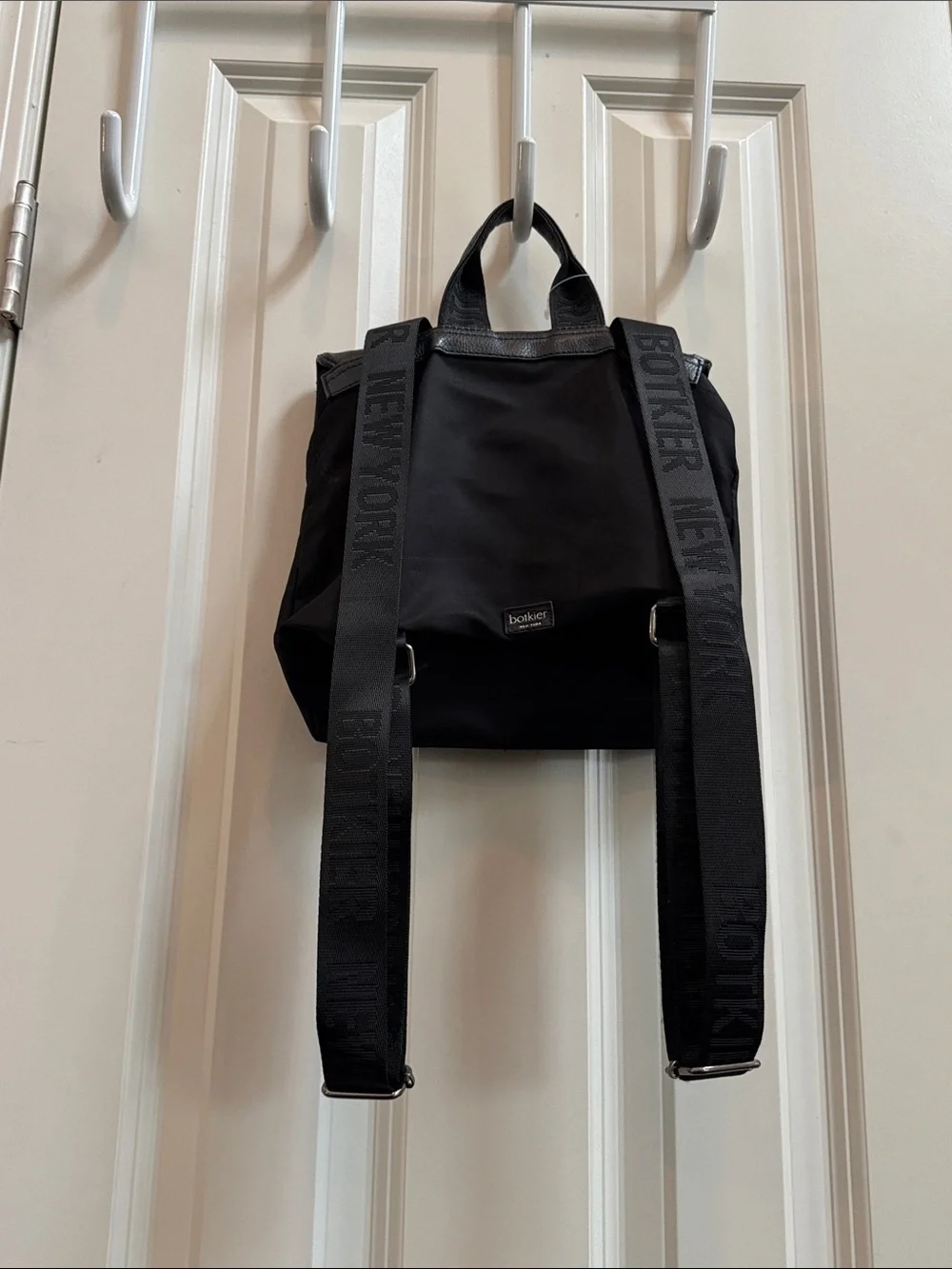 Botkier Black Nylon & Leather Flap Backpack